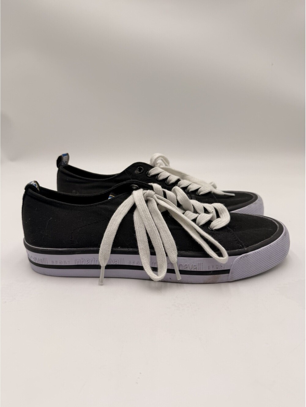 Men’s Roberto Cavalli Sport black canvas sneakers Shoes Size 7
